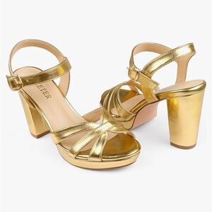 Coleter Women's Chunky Platform Heels Ankle Strap Sandals, Size 8